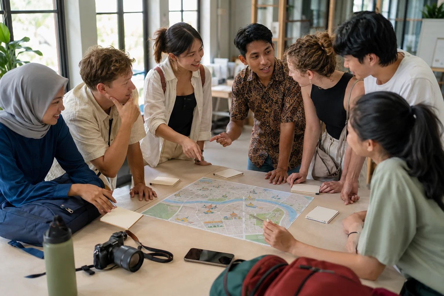 Five young adults share observations in a facilitated Hallo Circle.